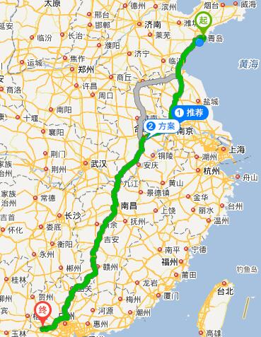 青岛到江门路线图